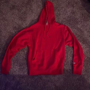 Red champion sweat shirt